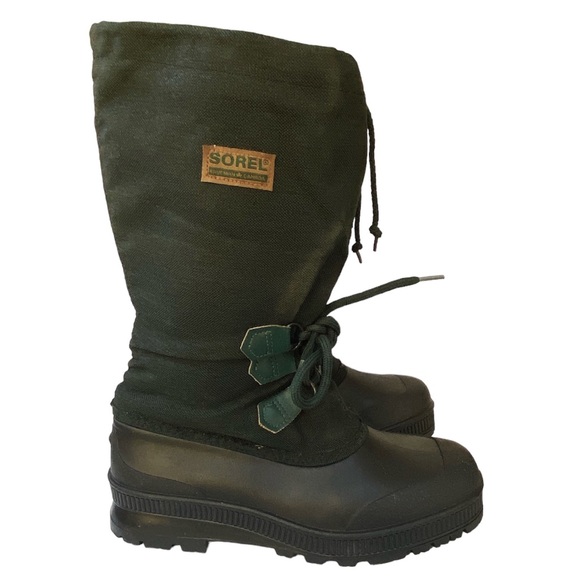 Sorel Dark Green Felt Lined Over Calf Weather Boots Waterproof Size 9 - Picture 7 of 13